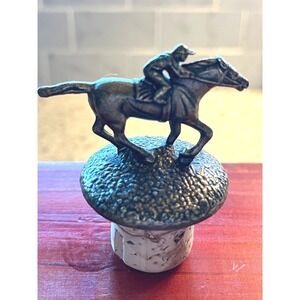 Blantons Bourbon Bottle Stopper Horse and Jockey Collectible Metal Cork Topper